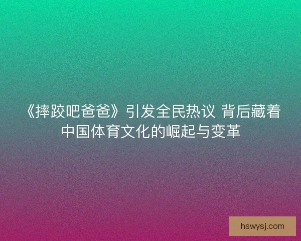 《摔跤吧爸爸》引发全民热议 背后藏着中国体育文化的崛起与变革