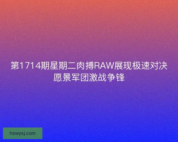 第1714期星期二肉搏RAW展现极速对决愿景军团激战争锋